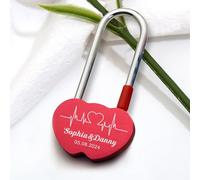 Personalised Padlock Engraved Love Lock Personalised Engraved Padlock for Bridge Love Locks for Her Him Girls Custom Gift Birthday Anniversary Wedding Christmas (Red Design 2)