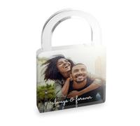 Personalised Padlock Photo & Text Acrylic Block Plaque Your Message Image Printed Free Standing Picture Ornament
