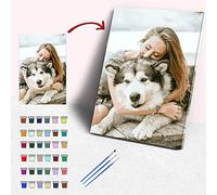 Personalised Paint by Numbers for Adults, Photo Custom Paint by Numbers Kits for Children Professional Portrait Pet Family Photos Customized Make Your Own DIY Gifts, 36 Colors 30x40cm With Frame