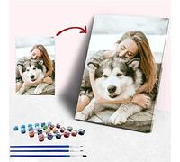 Personalised Paint by Numbers for Adults, Photo Custom Paint by Numbers Kits for Children Professional Portrait Pet Family Photos Customized Make Your Own DIY Gifts, 24 Colors 30x40cm With Frame