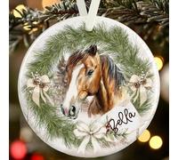 Personalised Paint Horse Christmas Ornament - Gift Boxed Equestrian Decoration - Custom Name & Message Ceramic Bauble for Horse Lovers - Watercolour Horse Design - Memorial Keepsake Gift