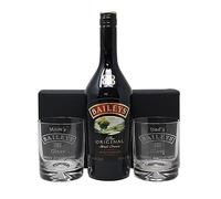 Personalised Pair of Dimple Glass Tumblers & 70cl Baileys - Baileys Design (Baileys The Original Irish Cream Liqueur, No Gift Box)