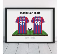 Personalised Palace Couple's Dream Team Shirt Art Valentine Crystal Gift | All Teams Available | Framed or Prints Available | Boyfriend Husband Partner Unique Football Wall Keepsake Sports Poster