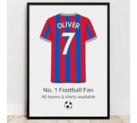 Personalised Palace Shirt Print | All Teams Available | Framed or Prints | Crystal Gift for Boy, Son, Brother, Dad or Grandad | Unique Footy Football Wall Art Keepsake Sports Fan
