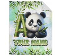 Personalised Panda Kids Throw Blanket - Custom Name Plush Comfort Blanket for Boys and Girls - Ideal Monogram Gift - Available in 4 Sizes