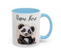 Personalised Panda Mug with Name - Cute Animal Coffee Cup - Custom Name Gift for Kids, Girls, Birthday, Christmas - 11oz Ceramic Mug (Light Blue 11oz, Mug)