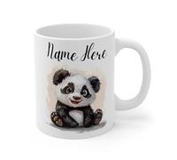 Personalised Panda Mug with Name - Cute Animal Coffee Cup - Custom Name Gift for Kids, Girls, Birthday, Christmas - 11oz Ceramic Mug (White 11oz, Mug)