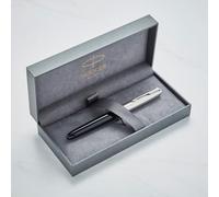 Personalised Parker 51 Pen with Custom Engraving - Gifts for CEO, Graduation, Wedding, Birthday - Pen with Name/Text Customisation (Fountain Pen, Black Barrel With Chrome Trim)