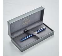 Personalised Parker Sonnet Pen with Custom Engraving - Gifts for Professionals, Graduation, Wedding, Birthday - Pen with Name/Text Customisation (Fountain Pen, Blue Lacquer Palladium Plated Trim)