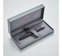 Personalised Parker Sonnet Pen with Custom Engraving - Gifts for Professionals, Graduation, Wedding, Birthday - Pen with Name/Text Customisation (Fountain Pen, Black Gold Trim)
