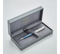Personalised Parker Sonnet Premium Pen with Custom Engraving - Gifts for CEO, Graduation, Wedding, Birthday - Pen with Name/Text Customisation (Metal & Blue Ballpoint Pen)