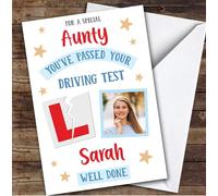 Personalised Passed Driving Test Card For Aunty Photo L Plate Star | Personalized Custom Unique Greetings Card For Passed Driving Test Any Text Inside & Out