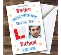 Personalised Passed Driving Test Card For Brother Photo L Plate Star | Custom Greetings Card For Passed Driving Test Any Text Inside & Out