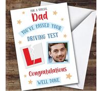 Personalised Passed Driving Test Card For Dad Photo L Plate Star | Custom Greetings Card For Passed Driving Test Any Text Inside & Out