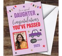 Personalised Passed Driving Test Card For Daughter Photo Car Key Purple | Personalized Custom Unique Greetings Card For Passed Driving Test Any Text