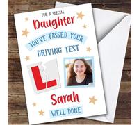 Personalised Passed Driving Test Card For Daughter Photo L Plate Star | Custom Greetings Card For Passed Driving Test Any Text Inside & Out