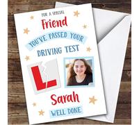 Personalised Passed Driving Test Card For Friend Photo L Plate Star | Custom Greetings Card For Passed Driving Test Any Text Inside & Out