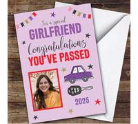 Personalised Passed Driving Test Card For Girlfriend Photo Car Key Purple | Personalized Custom Unique Greetings Card For Passed Driving Test Any Text