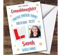Personalised Passed Driving Test Card For Granddaughter Photo L Plate Star | Personalized Custom Unique Greetings Card For Passed Driving Test Any Text