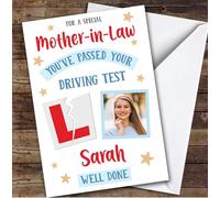 Personalised Passed Driving Test Card For Mother-In-Law Photo L Plate Star | Personalized Custom Unique Greetings Card For Passed Driving Test Any Text