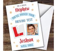 Personalised Passed Driving Test Card For Nephew Photo L Plate Star | Custom Greetings Card For Passed Driving Test Any Text Inside & Out