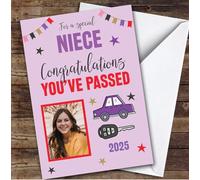 Personalised Passed Driving Test Card For Niece Photo Car Key Purple | Personalized Custom Unique Greetings Card For Passed Driving Test Any Text Inside & Out