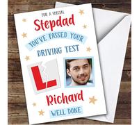 Personalised Passed Driving Test Card For Stepdad Photo L Plate Star | Custom Greetings Card For Passed Driving Test Any Text Inside & Out
