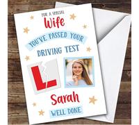 Personalised Passed Driving Test Card For Wife Photo L Plate Star | Personalized Custom Unique Greetings Card For Passed Driving Test Any Text Inside & Out