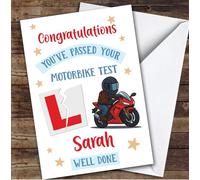 Personalised Passed Motorbike Test Card For Anyone Photo L Plate Star | Custom Greetings Card For Passed Motorbike Test Any Text