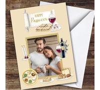 Personalised Passover Card For Anyone Photo Elements | Custom Greetings Card For Passover Any Text Inside & Out