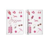 Personalised Passport Cover for Women, Holiday Gifts for Girls, Hen Party Accessories, Bride to Be, 1st Trip Abroad, White Faux Leather, 14.8 x 10 cm