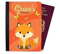 Personalised Passport Cover Holder Children Fox Design Any Name Text Holiday Accessory Gift 760
