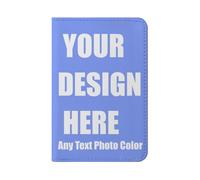 Personalised Passport Holder with Picture, Custom PU Leather Travel Wallet for Travelers, Customisable Passport Cover with Text/Logo (Style 01)