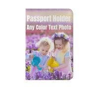 Personalised Passport Holder with Picture, Custom PU Leather Travel Wallet for Travelers, Customisable Passport Cover with Text/Logo (Style 02)