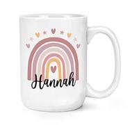 Personalised Pastel Pink Rainbow Name 15oz Large Mug Cup