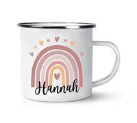 Personalised Pastel Pink Rainbow Name Enamel Mug Cup