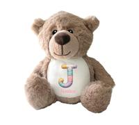 Personalised Patchwork Alphabet Teddy Bear Brown New Baby Gift