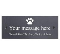 Personalised Paw Print Motif Natural Slate Sign Garden Plaque With Wall Fixings - 25x10cm