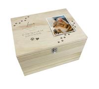Personalised Paw Prints Pet Memorial Memory Box | Custom Photo & Verse Wooden Keepsake | Pet Loss Remembrance Gift for Dogs & Cats | Polaroid Design | W30cm x D22.9cm x H18cm