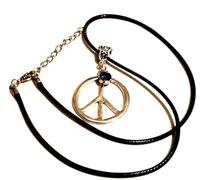 Personalised Peace Sign Necklace with Birthstone, Adjustable Waxed Cord Hippy, Boho, Stop The War Jewelry