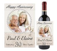 Personalised Pearl 30th Wedding Anniversary Wine/Champagne Bottle Photo Label Gift Present Idea N91
