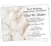 Personalised Pearl Wedding 30th Anniversary Invitations (Design Code: PWA 005) (Pack of 100)