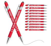 Personalised Pen Ballpoint Pens With Stylus,Customised Engraved Text Bulk Wholesale Pens - Ideal For Business Promotions, Schools, Company Event Giveaways, Personalised Gifts(Red,50Pcs)