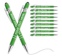 Personalised Pen Ballpoint Pens With Stylus,Customised Engraved Text Bulk Wholesale Pens - Ideal For Business Promotions, Schools, Company Event Giveaways, Personalised Gifts(Green,100Pcs)