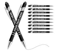 Personalised Pen Ballpoint Pens With Stylus,Customised Engraved Text Bulk Wholesale Pens - Ideal For Business Promotions, Schools, Company Event Giveaways, Personalised Gifts(Black,20Pcs)