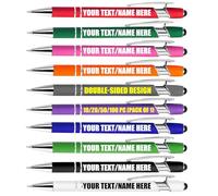 Personalised Pen Engraved Pen with Text, Personalized Pens with Name Double-Sided, Touchscreen-Compatible Retractable Nib, Personalised Gifts, Ballpoint Pens Set 10/20/50/100PC (Purple)