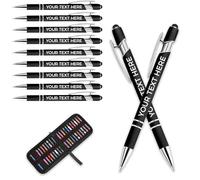 Personalised Pen Metal Ballpoint Pens With Stylus,Customised Text Engraving Bulk Wholesale Pens - Ideal For Business Promotions, Schools, And Event Giveaways, Personalised Gifts (Black, 50Pcs)