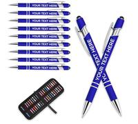 Personalised Pen Metal Ballpoint Pens With Stylus,Customised Text Engraving Bulk Wholesale Pens - Ideal For Business Promotions, Schools, And Event Giveaways, Personalised Gifts (Royal Blue, 10Pcs)