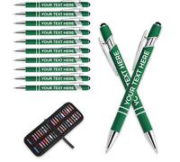 Personalised Pen Metal Ballpoint Pens With Stylus,Customised Text Engraving Bulk Wholesale Pens - Ideal For Business Promotions, Schools, And Event Giveaways, Personalised Gifts (Dark Green, 10Pcs)