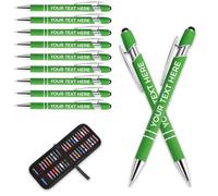 Personalised Pen Metal Ballpoint Pens With Stylus,Customised Text Engraving Bulk Wholesale Pens - Ideal For Business Promotions, Schools, And Event Giveaways, Personalised Gifts (Green, 20Pcs)